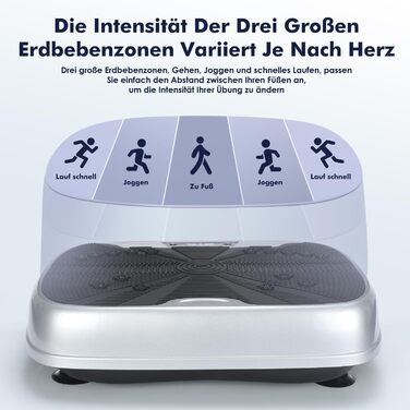 Вібраційна платформа Oyajia для дому: тренажер для схуднення, формування фігури та м'язів (99 рівнів, чорно-сріблястий)