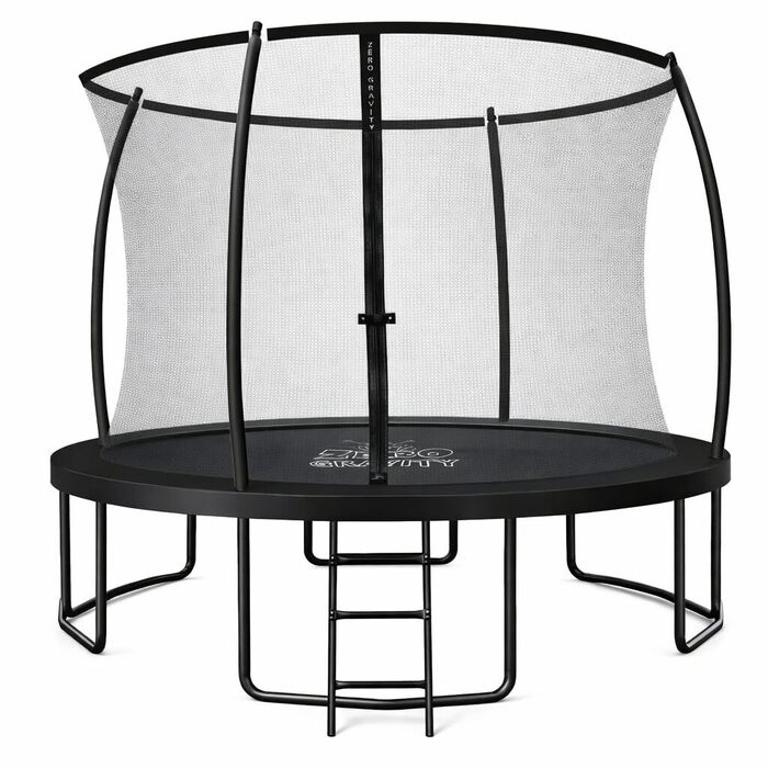 Батут Zero Gravity Outdoor Ø 183/244/305/366/427 см, TÜV GS, комплект з драбиною, відеоінструкція, Ultima 4 моделі Ø 305 см, чорний
