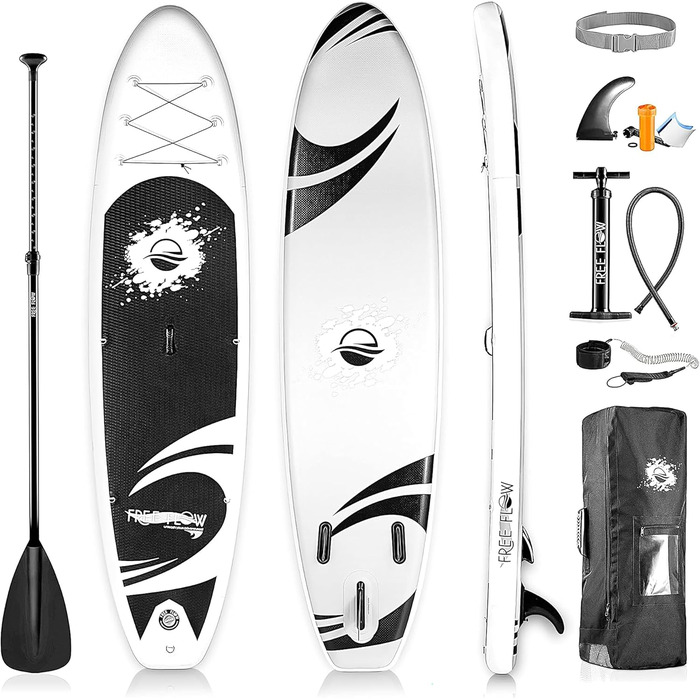 Надувна SUP-дошка SereneLife з аксесуарами, сіро-чорна, комплект для дітей і дорослих, антиковзка поверхня, насос, весло, сумка для перенесення