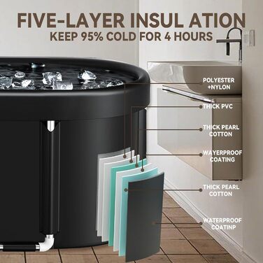 Тонна для криотерапії Eistonne Oval 120x70x70 см – велика криованна для відновлення після спорту з 5-шаровою ізоляцією та складаним дизайном