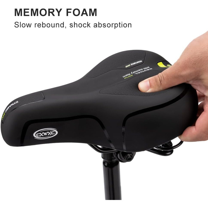 Велосипедне сідло CXWXC з піною пам'яті, ергономічне, водонепроникне, амортизуюче, 26 x 18,5 см, для MTB велосипедів (Чорне)