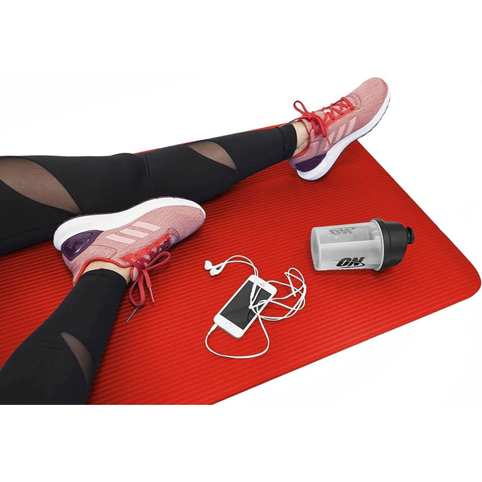 Йога мат TechFit: неслизька, товста (10 мм), для фітнесу, пілатесу, кемпінгу, аеробіки (червона)