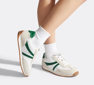 Жіночі ретро-кросівки LUCKY STEP - біло-зелені, 41 EU. Зручні повсякденні кросівки з протиковзкою підошвою та дихаючою підкладкою для міста