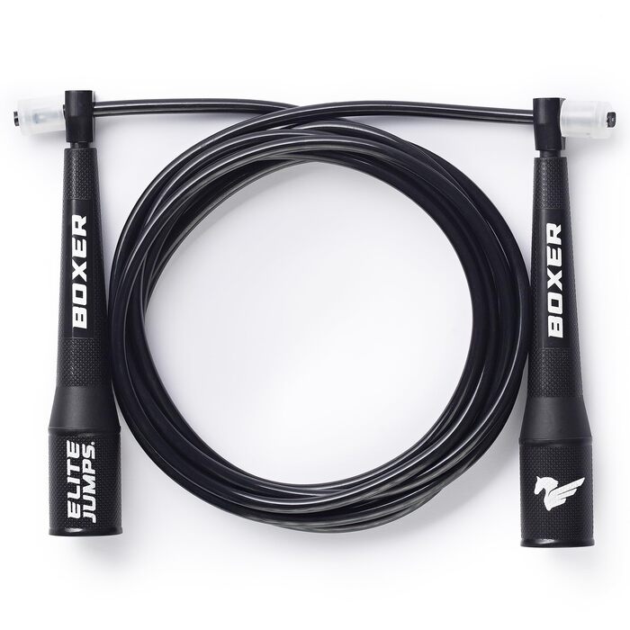 Стрибальний скакалка Elite Jumps Boxer 3.0 для дорослих, PVC Speed Rope для боксу, кросфіту та кардіо, регульована, чорна