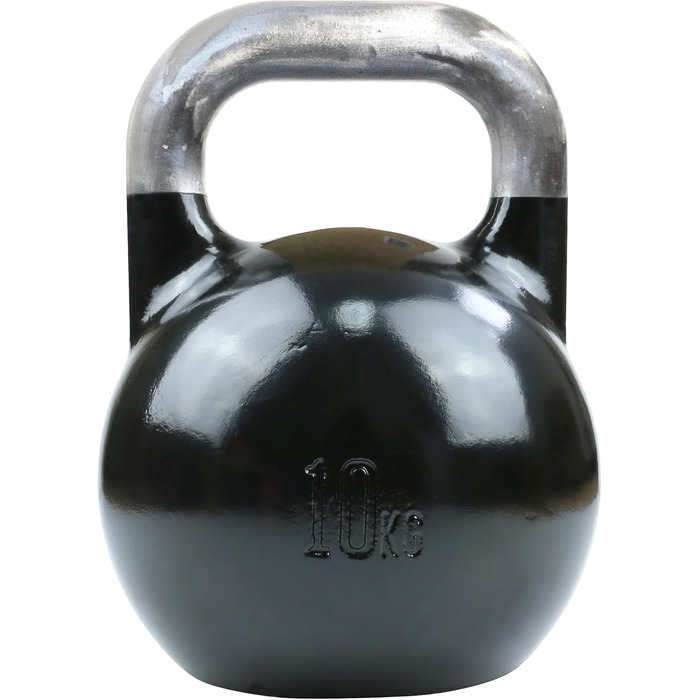 Професійна гиря TITAN LIFE PRO 10 кг зі сталі для змагань, чорна, велика опорна поверхня, легований сплав