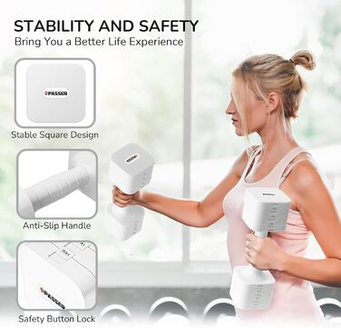 Набір гантелей 20 кг, регульовані, 5-в-1, для фітнесу, дому, силових тренувань, білий