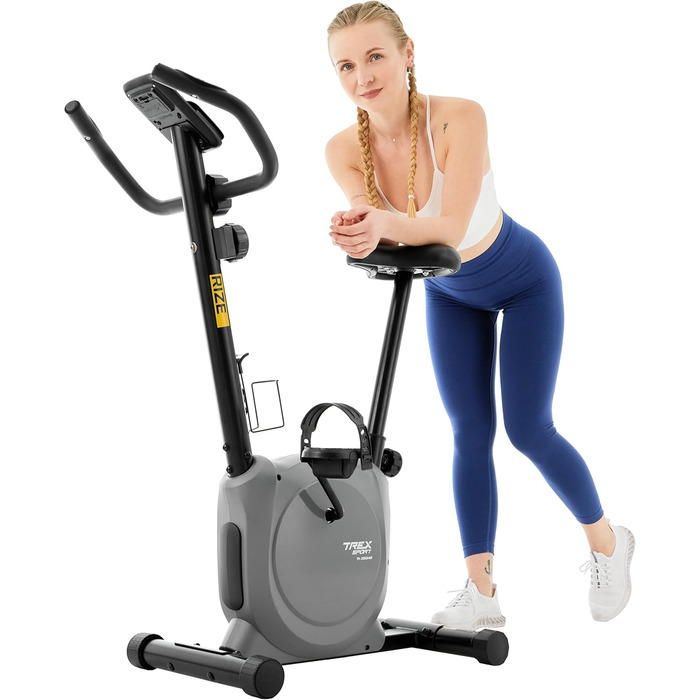 Велотренажер TREX SPORT TX-350MB RIZE, магнітна система, 10 рівнів опору, пульсометри, 5 положень сидіння, до 120 кг, сірий