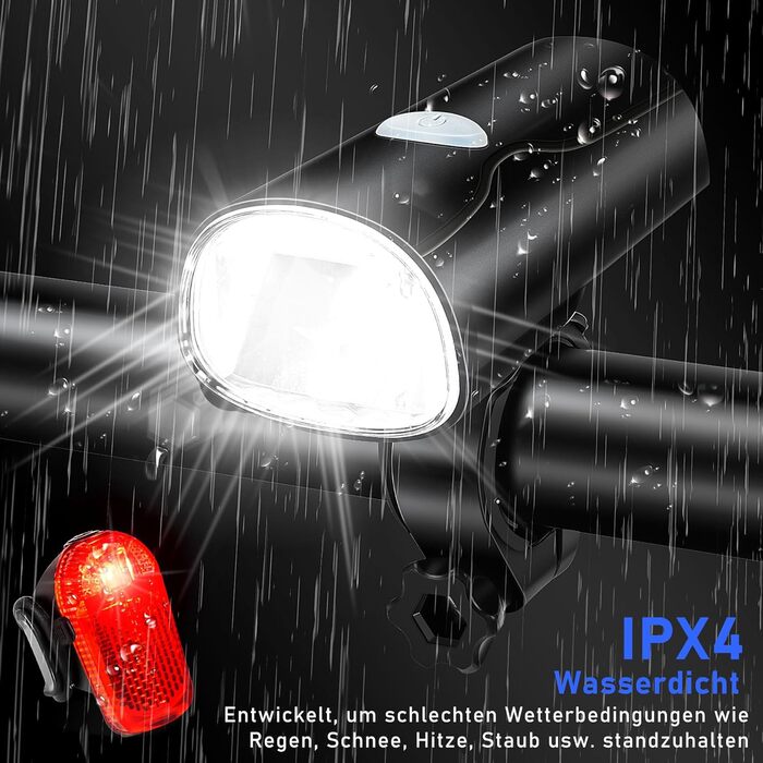 Набір LED-ліхтарів для велосипеда: фара та задній ліхтар, USB-зарядка, водонепроникність, схвалено STVZO, для дітей та дорослих