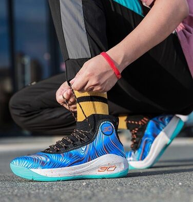 Баскетбольні кросівки для чоловіків, високі, дихаючі, з неслизькою підошвою, для тренувань у залі та на вулиці, білі (чорно-синій, 43 EU)