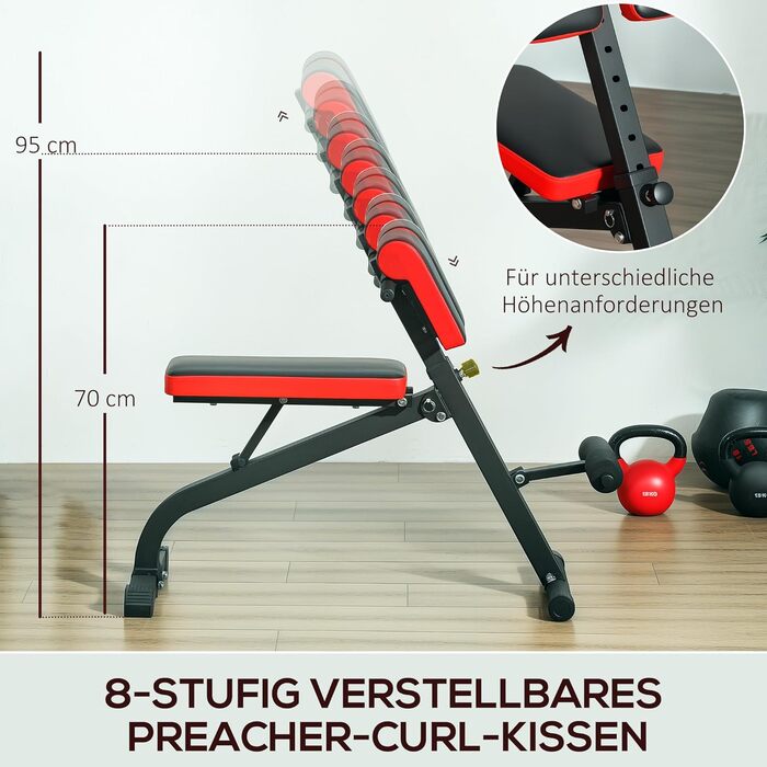 Спортивна лава SPORTNOW, складана, для дому, до 300 кг, сталь, чорна