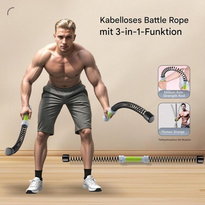 Биттям канати для фітнесу: бездротові канати для тренувань вдома та в спортзалі (зелені)