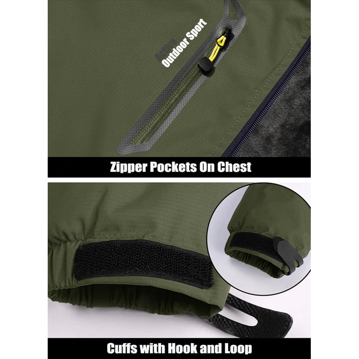 Зимова куртка MAGCOMSEN для чоловіків: тепла, водонепроникна, з капюшоном. Ідеальна для катання на сноуборді, активного відпочинку та роботи. Розмір XXL, колір хакі.