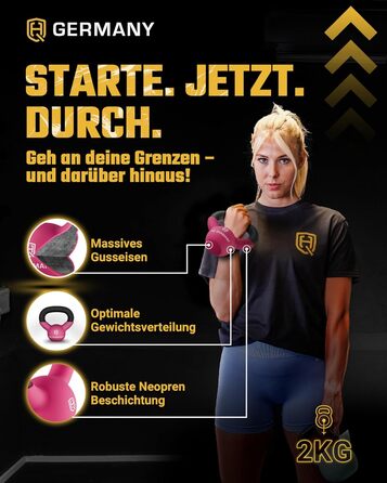 Гантель з неопрену HQ Germany® Vollguss 2-32кг | Комплекти для початківців | Точність ваги ±2,0%