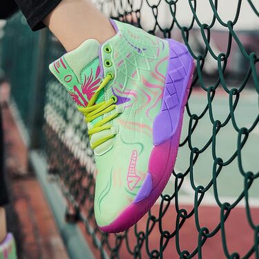 Чоловічі баскетбольні кросівки для студентів, антиковзаючі, зносостійкі, модні спортивні кросівки, великі розміри. Червоно-зелені (45 EU, Lvzi)