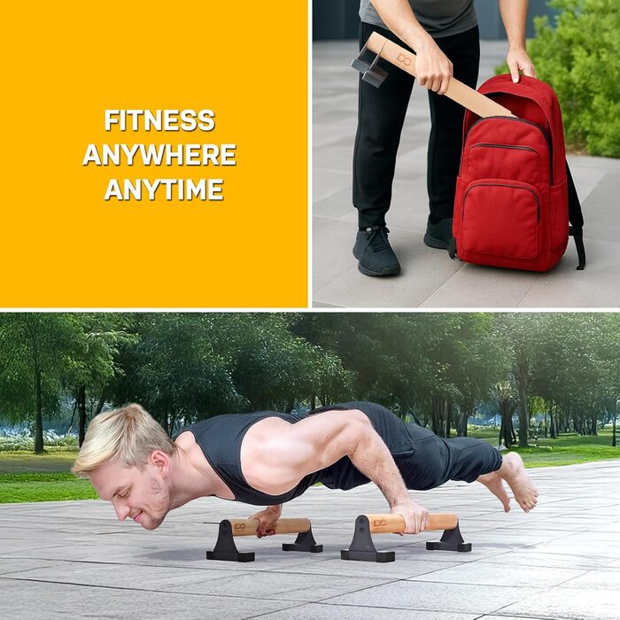 Паралелети Double Circle з дерев'яними ручками - обладнання для калістеніки. Нековзні турніки для віджимань, стійки для перевороту вперед