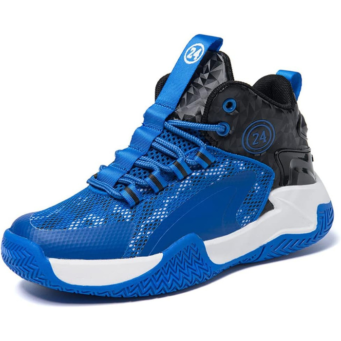 Дитячі баскетбольні кросівки Kinder: високий верх, амортизація, легкі, антиковзаючі, дихаючі, для активного відпочинку, унісекс, 36 EU, чорно-сині