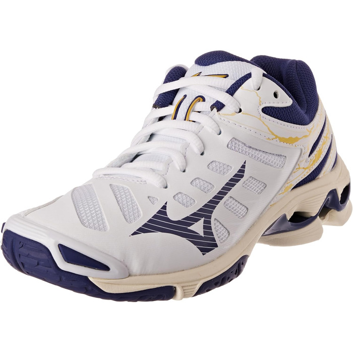 Волейбольне взуття Mizuno Wave Voltage, чорно-біле, 42 EU, White Blueribbon Mp Gold