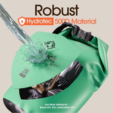 Earth Pak Packsack Rolltop 40L - Водонепроникний рюкзак з водонепроникним чохлом для телефону – для каякінгу, піших прогулянок, кемпінгу, риболовлі, катання на човні та рафтингу (Морська піна, 40L)