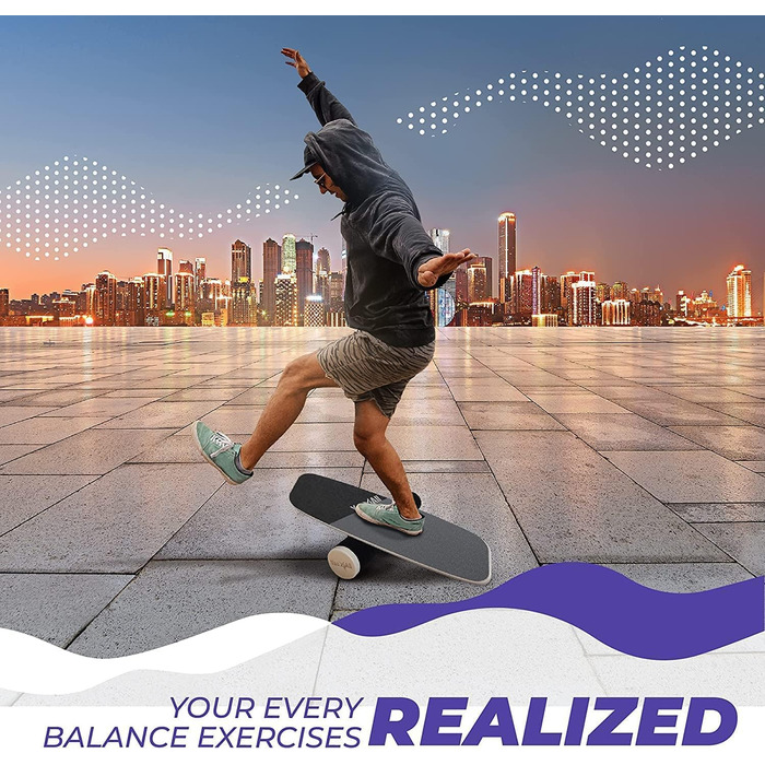 Yes4All Дерев'яний балансборд для дому, серфінг, тренування всіх рівнів (сірий/чорний)