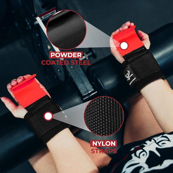 Набори для важкої атлетики BEAST RAGE: хрестовини, ремені для зап'ястя, неопренові пов'язки, неслизькі фітнес-бандажі для чоловіків та жінок (червоний)