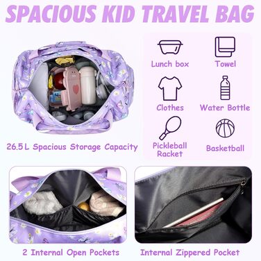 Спортивна сумка для дітей, дорожня сумка, мішок-сумка, спортивна сумка для плавання, для хлопчиків та дівчаток, водовідштовхувальна, з відділенням для взуття (фіолетовий метелик)