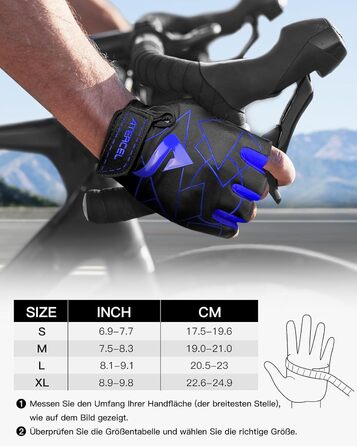 Велосипедні рукавички ATERCEL напівпальцеві для чоловіків - рукавички для велоспорту TB з SBR-подушками для їзди на велосипеді, фітнесу (Блакитний, S)