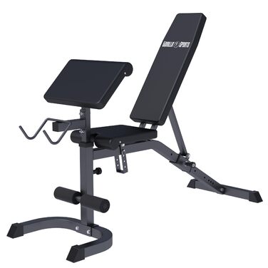 Лава для жиму Gorilla Sports® з регулюванням, до 250 кг - багатофункціональна лава для силових тренувань, прес, біцепс, чорна
