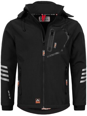 Чоловіча softshell куртка AS301 водонепроникна та дихаюча з флісовою підкладкою для активного відпочинку, чорно-помаранчева, розмір S