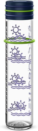Мотиваційна скляна пляшка для води 1 л SUNBEAM нічна синя, з таймерами, без BPA, підходить для газованої води, ударостійка, не протікає