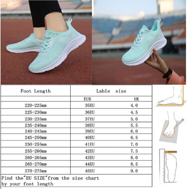 Спортивне взуття для жінок та чоловіків: кросівки для бігу, фітнесу, прогулянок та повсякденного носіння. Розміри 35-45 EU, колір: зелений (208apfelgrün)