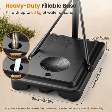 Баскетбольний кошик Lischwert вуличний регульований, професійний стійкий з колесами для дорослих, великий розмір BK