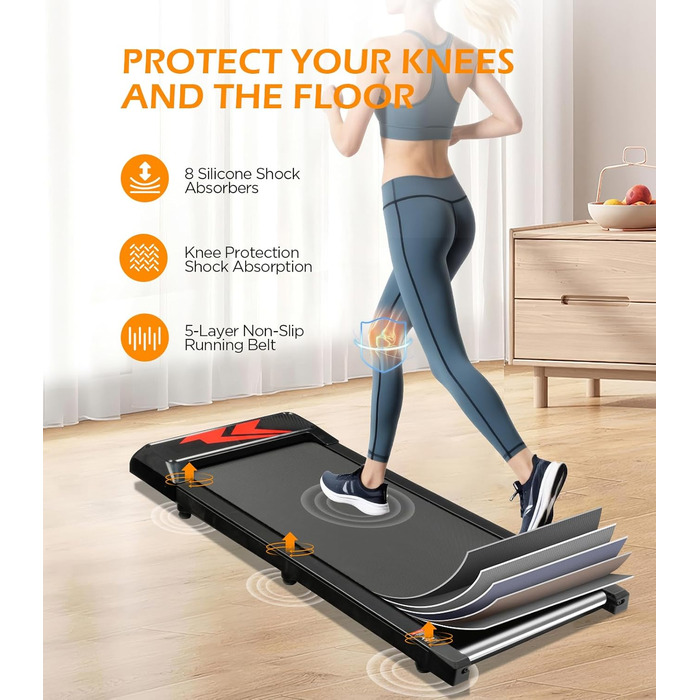 Cozary Walking Pad - біговий килимок для дому з нахилом, робочий стіл, 2-6 км/год, для офісу, з пультом та керуванням через додатки, двигун 2.5HP, LED-дисплей, вантажопідйомність 120 кг