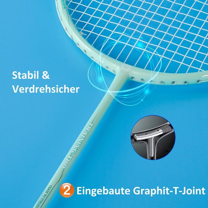 Набір для бадмінтону WHiZZ Carbon: 2 ракетки, м'ячики, обмотка, сумка. Легкі графітові ракетки для тренувань та відпочинку.