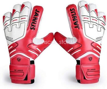 Футбольні воротарські рукавички з захистом пальців з латексу, для дітей та дорослих (червоні, розмір 7)