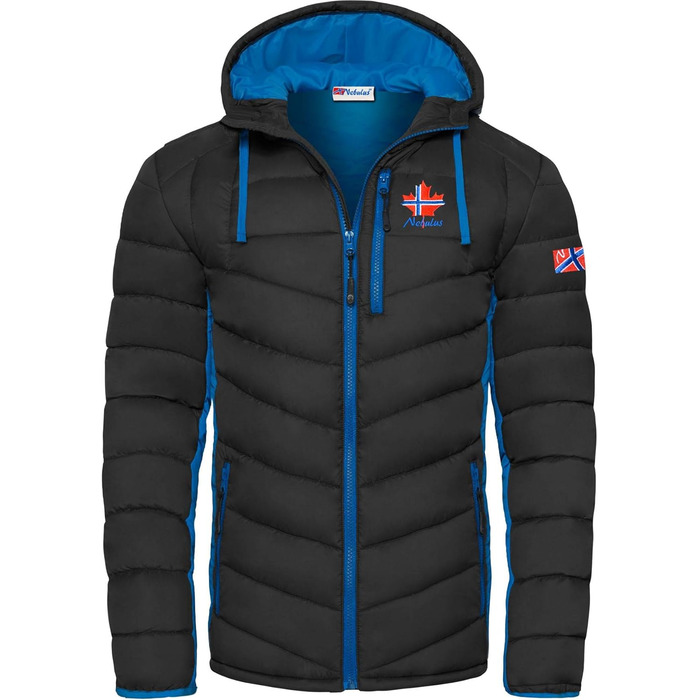 Чоловіча куртка Nebulus MERIK, тепла зимова куртка, практична та універсальна для перехідного періоду та зими (XXL, чорно-кобальтова)