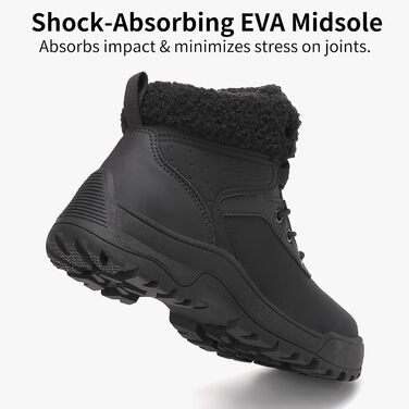 Зимові черевики жіночі снігоступи на шнурівці з антиковзким покриттям, тепла підкладка з хутром (42 EU, Чорний)