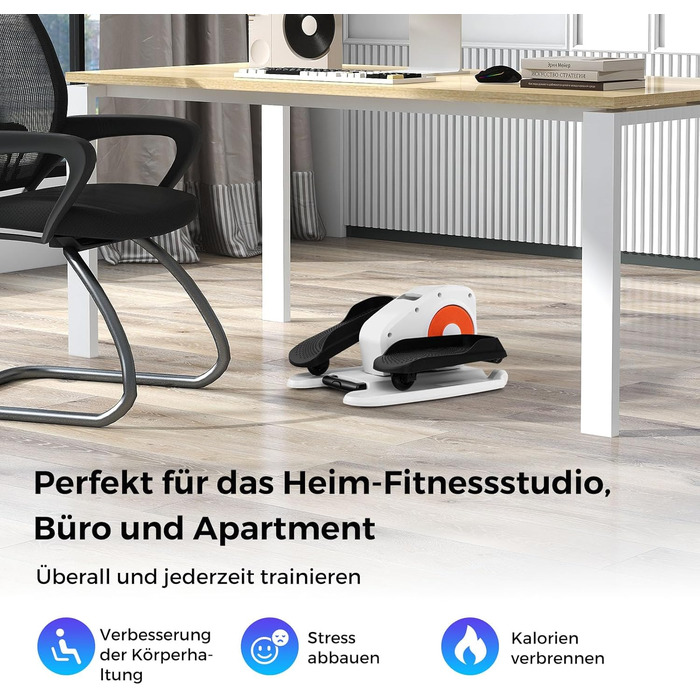 Міні еліптичний тренажер COSTWAY під стіл, електричний крос-тренажер з LED-дисплеєм та пультом дистанційного керування, кардіо-тренажер степер для дому, портативний педальний тренажер для дорослих та літніх людей (білий)