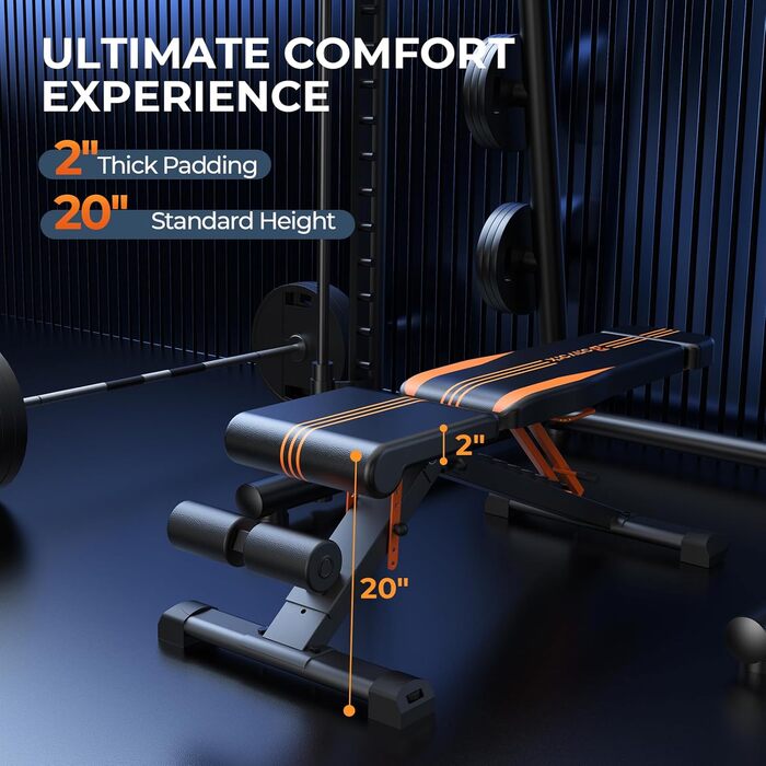 Складана лава для тренувань 400 кг, регульована, для фітнесу та силових тренувань, багатофункціональна, для дому та спортзалу