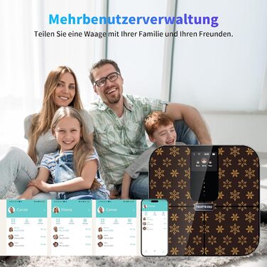 Розумна вага Healthkeep з Bluetooth, TFT-дисплеєм і ITO, 25 параметрів тіла, вимірювання пульсу, додаток для Android/iOS, до 180 кг, чорний мармур