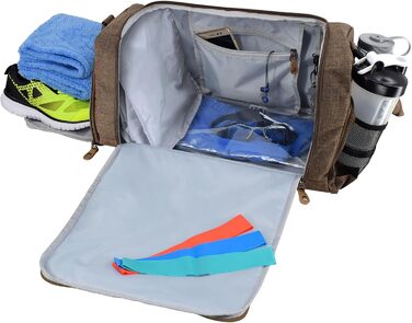 Спортивна сумка FocusGear Ultimate Gym Bag 2.0, водостійка, 10 відділень, середній розмір, зелена/коричнева, 29,8x26,7x50,8 см