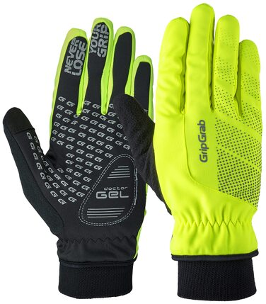 Рукавички велосипедні зимові GripGrab Ride Winter XL жовті Hi-Vis - теплі, вітрозахисні, з гелевою подушечкою