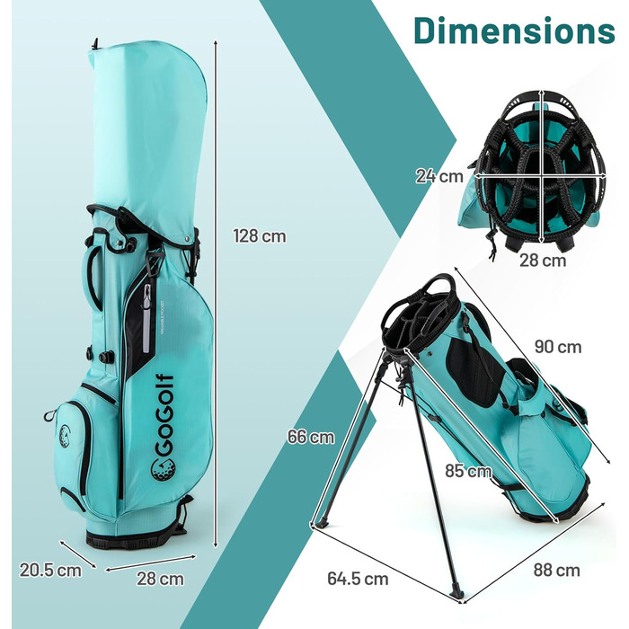 Сумка для гольфу LIFEZEAL: легка, з 8 верхніми відділеннями та 5 кишенями на блискавці, з тримачем для парасольки, водонепроникна, з регульованим плечовим ременем для жінок та чоловіків, блакитна