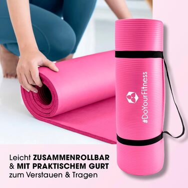 Фітнес килимок DoYourFitness: антиковзаюча поверхня, 183x61 см або XXL 190x100 см, товщина 0,8-2 см. Підходить для занять фітнесом, йогою, тренувань в залі та на вулиці. Для початківців та професіоналів. Рожевий колір.