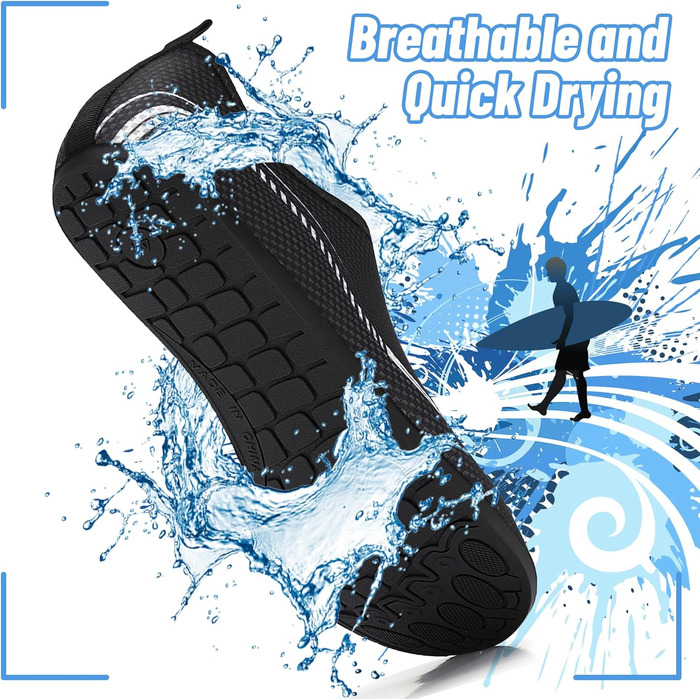 Чоботи для плавання та водного спорту: чоловічі та жіночі неопренові тапки, для пляжу, серфінгу, басейну (41 EU, 788 Чорний)