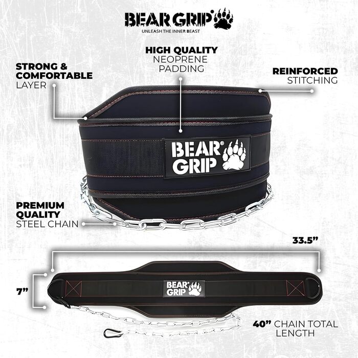 Пояс для підтягувань та віджимань Bear Grip з утяжненням для силових тренувань та бодібілдингу (чорний)