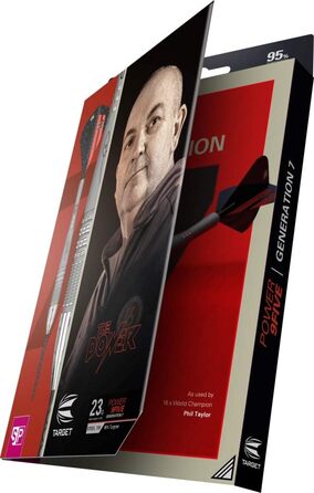 Дротики Target Darts Phil Taylor Power 9-Five Gen 7, 95% вольфраму, сталевий наконечник, Swiss Point, 26 г, гравецька серія