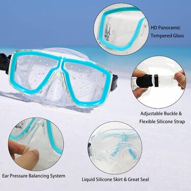 Набір для снорклінгу для дорослих з ластами, маскою та сухим снорклом, у комплекті сумка