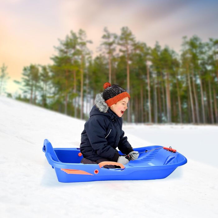 Дитячий санки-сніголюб POWRX з ручним керуванням та гальмами - блакитні, комплект 1 шт.