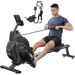 YOLEO Веслувальний тренажер магнітний, тихий для дому, 15 рівнів опору, LCD-дисплей, чорний та білий