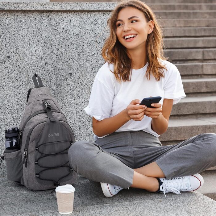 Спортивна сумка G4Free для піклболу та тенісу, слінг на плече, унісекс, для подорожей і спорту, світло-сіра